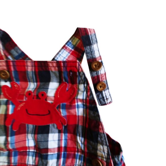 Child of Mine Plaid Crab Shortalls 6-9 Months - Picture 2 of 7
